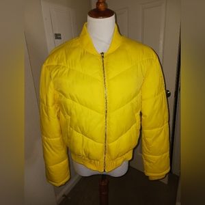 Yellow puffer jacket